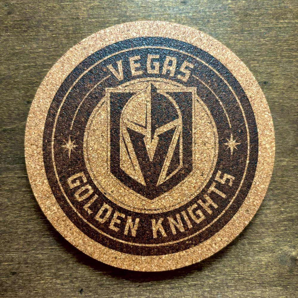 Las Vegas Golden Knights Logo Laser Engraved Cork Coaster